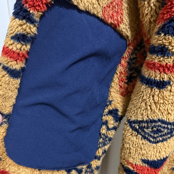 The North Face Hooded Sherpa Pullover - Mustard with Navy & Red Accents - Picture 7 of 7